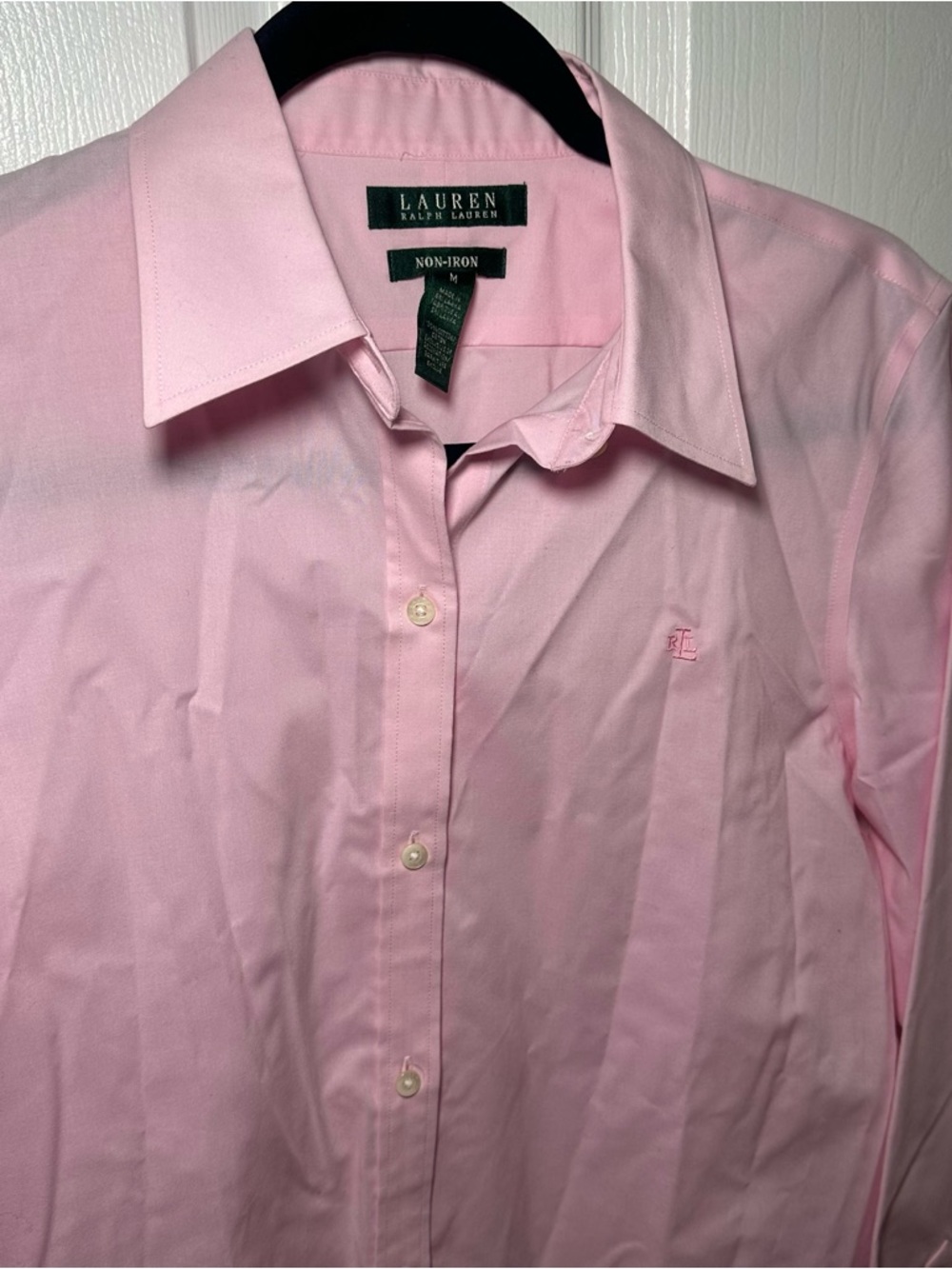 Lauren Ralph Lauren Pink Non-Iron Button Down Shirt Medium - Picture 3 of 11